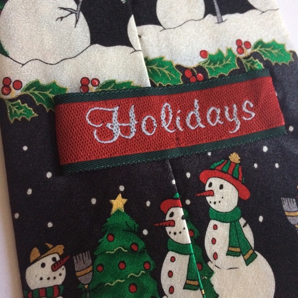 Holidays Snowmen necktie Christmas 100% silk - Picture 5 of 6